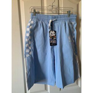 Genanx Light Blue Mens Athletic Shorts With Drawstring & Side Checker Detail - C